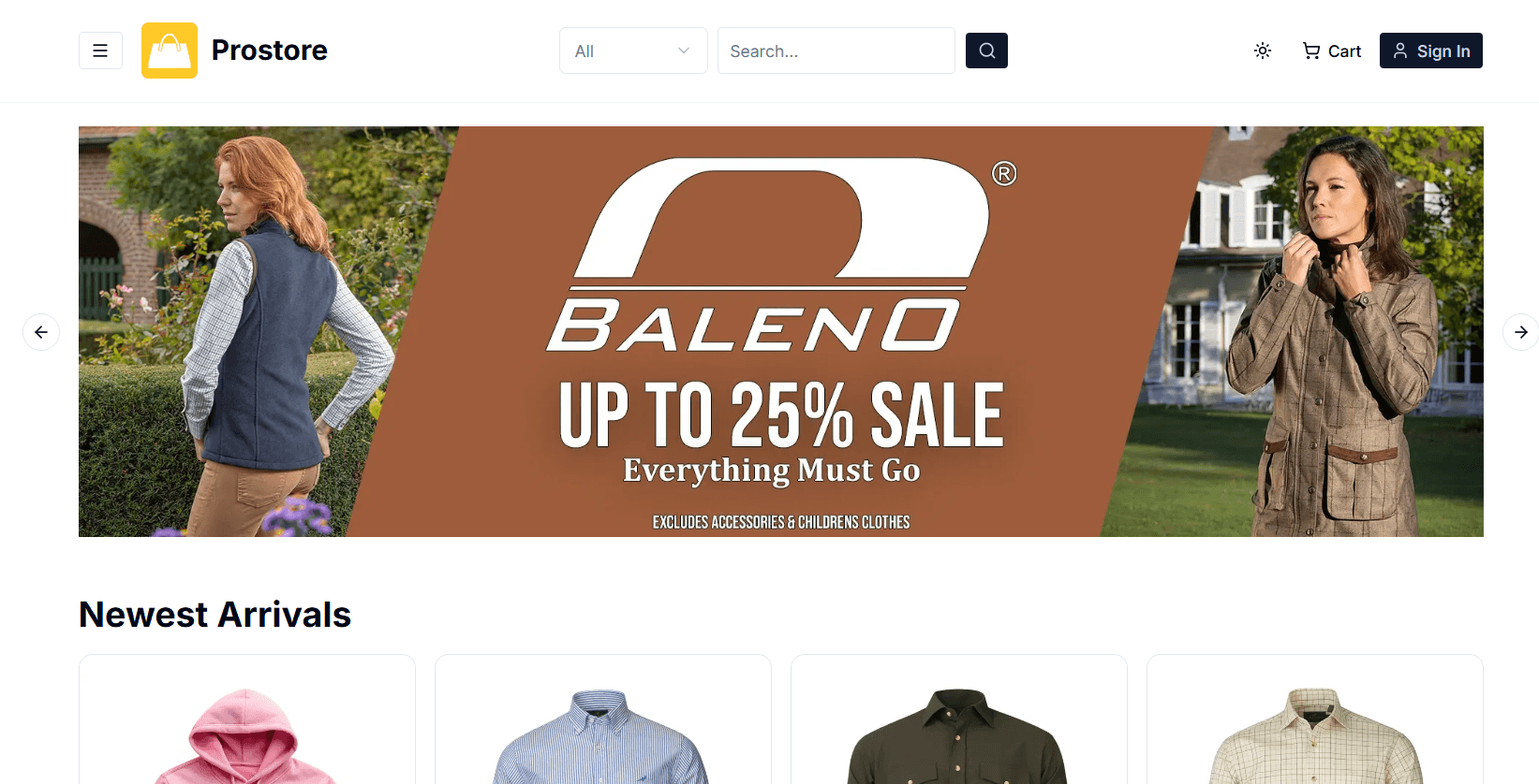 Prostore E-commerce Website (Project)